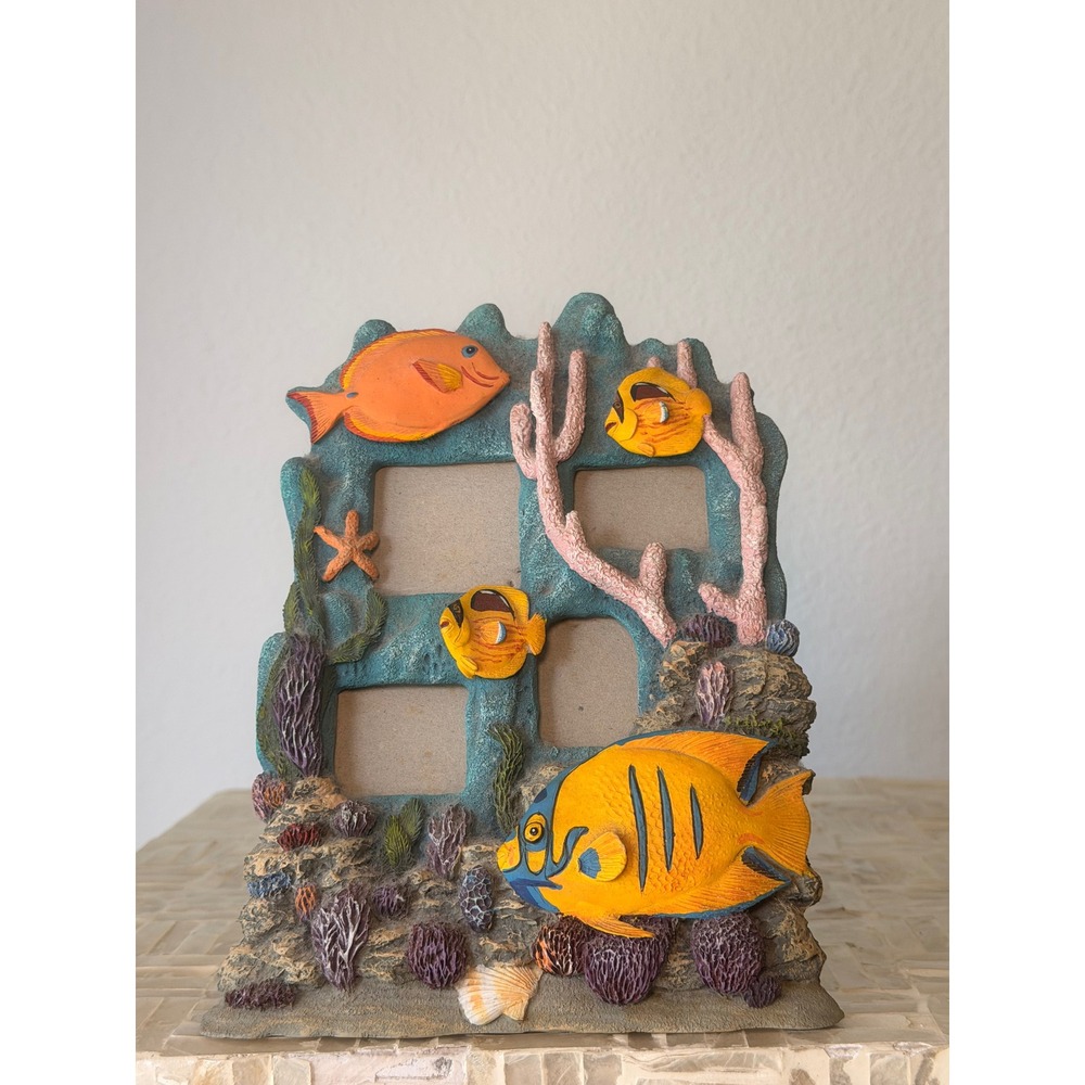 Tropical Ocean Reef Fish 3D Resin Picture Frame Multi Photo Beach Decor 9.5x7.5